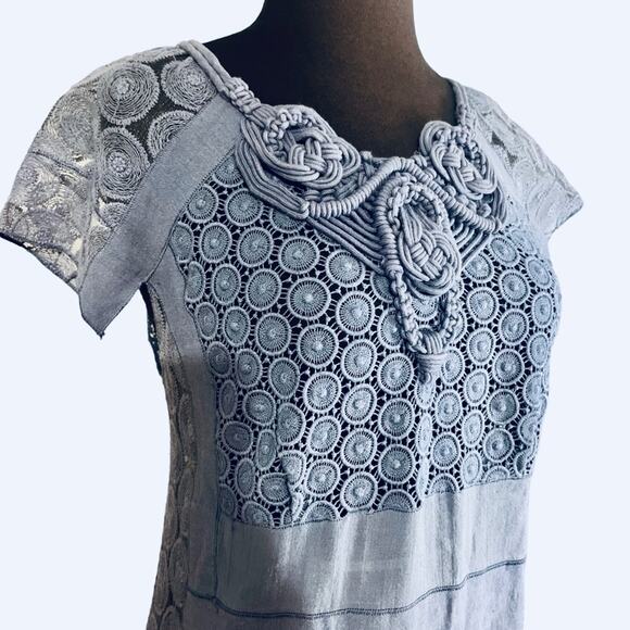 Y2K Vivienne Tam Runway Lace Cutout Sheer Panel Dress 4 Boho Coquette Romantic - Picture 3 of 12